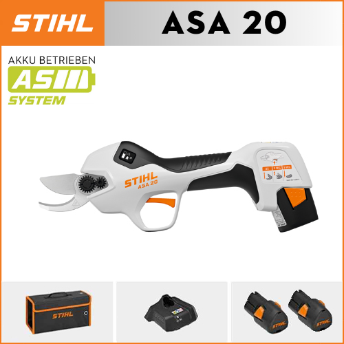 【STIHL】 ASA20*1, litijeva baterija*2, škatla za shranjevanje*1, rezalna glava*1, polnilnik*1，Výdrž batérie 6 hodin.