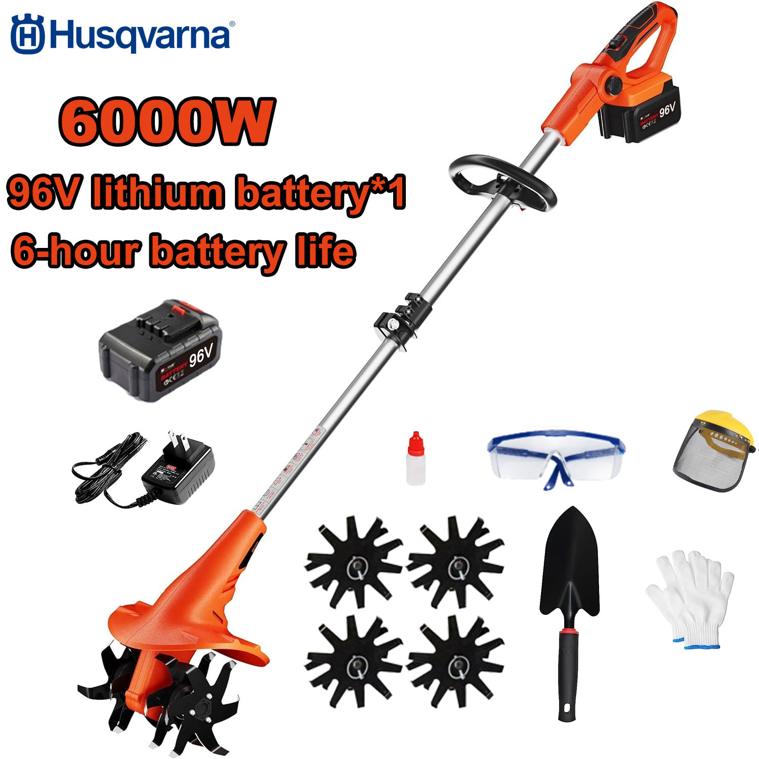 Motokultivator 6000 W+96 V baterija *1 hitro polnjenje + nož za motokultivator celoten komplet dodatkov 